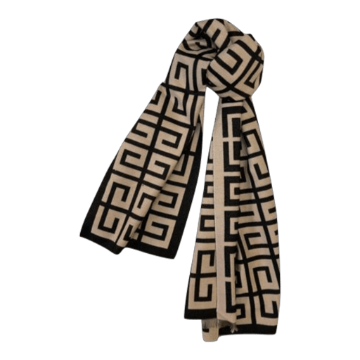 Tørklæde i Cashmere-Look - Sort/Beige (180x65 cm) 