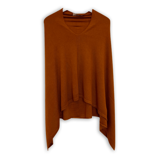 Poncho i Cashmere - Rust-farvet