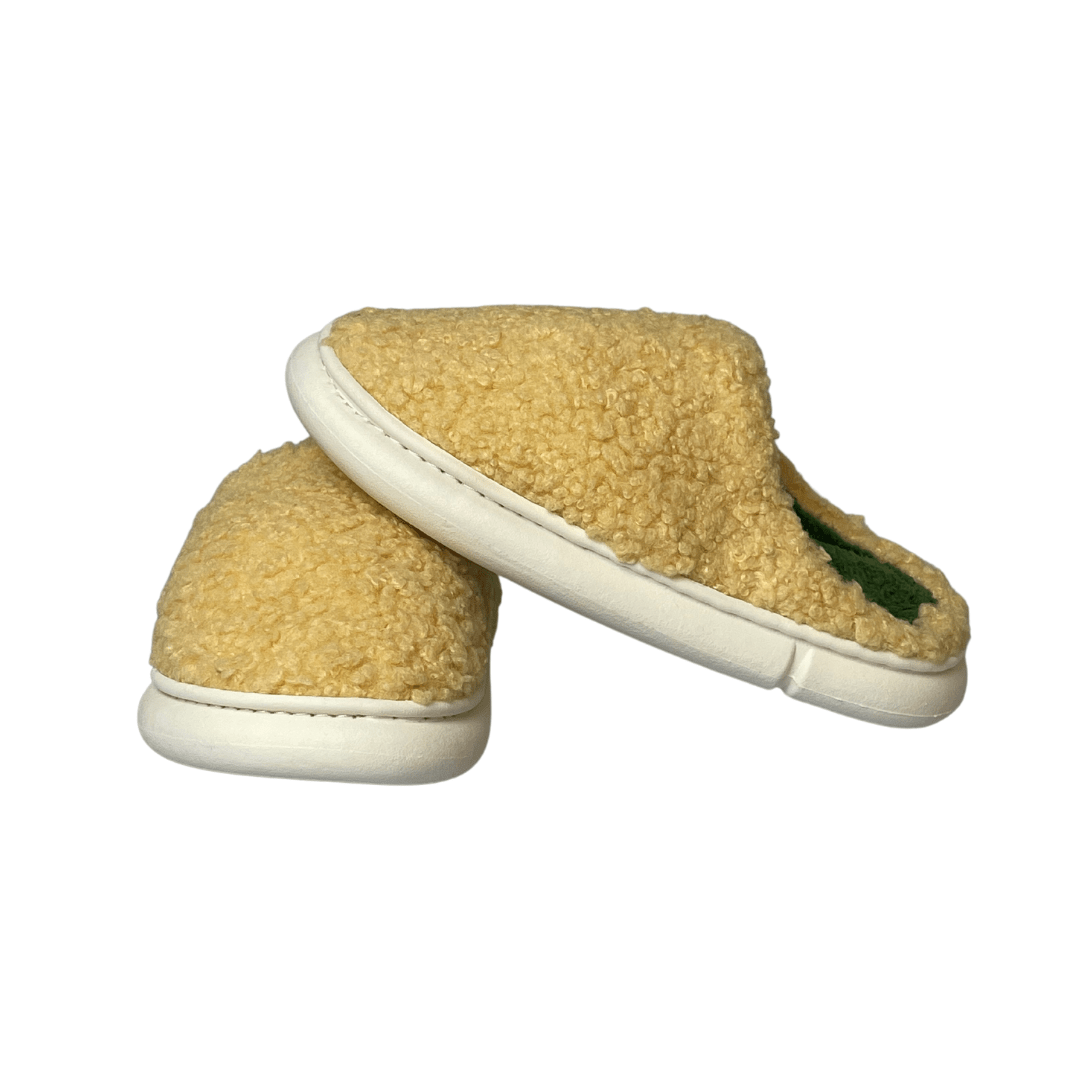 Uldplaiden slippers 40-41 Fluffy Bouclé Hjemmesko - Gul otherstuff