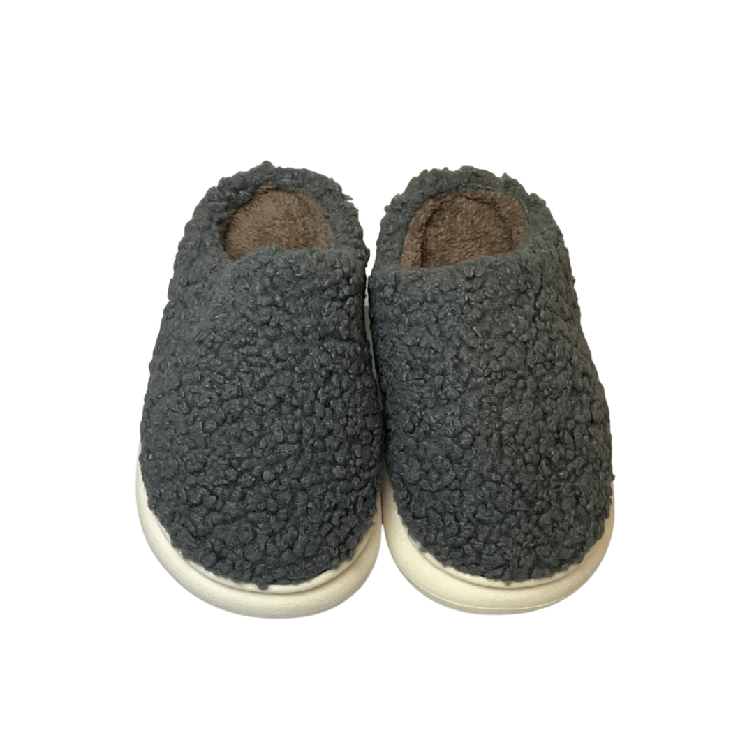 Uldplaiden slippers Fluffy Bouclé Hjemmesko - Mørkegrå otherstuff