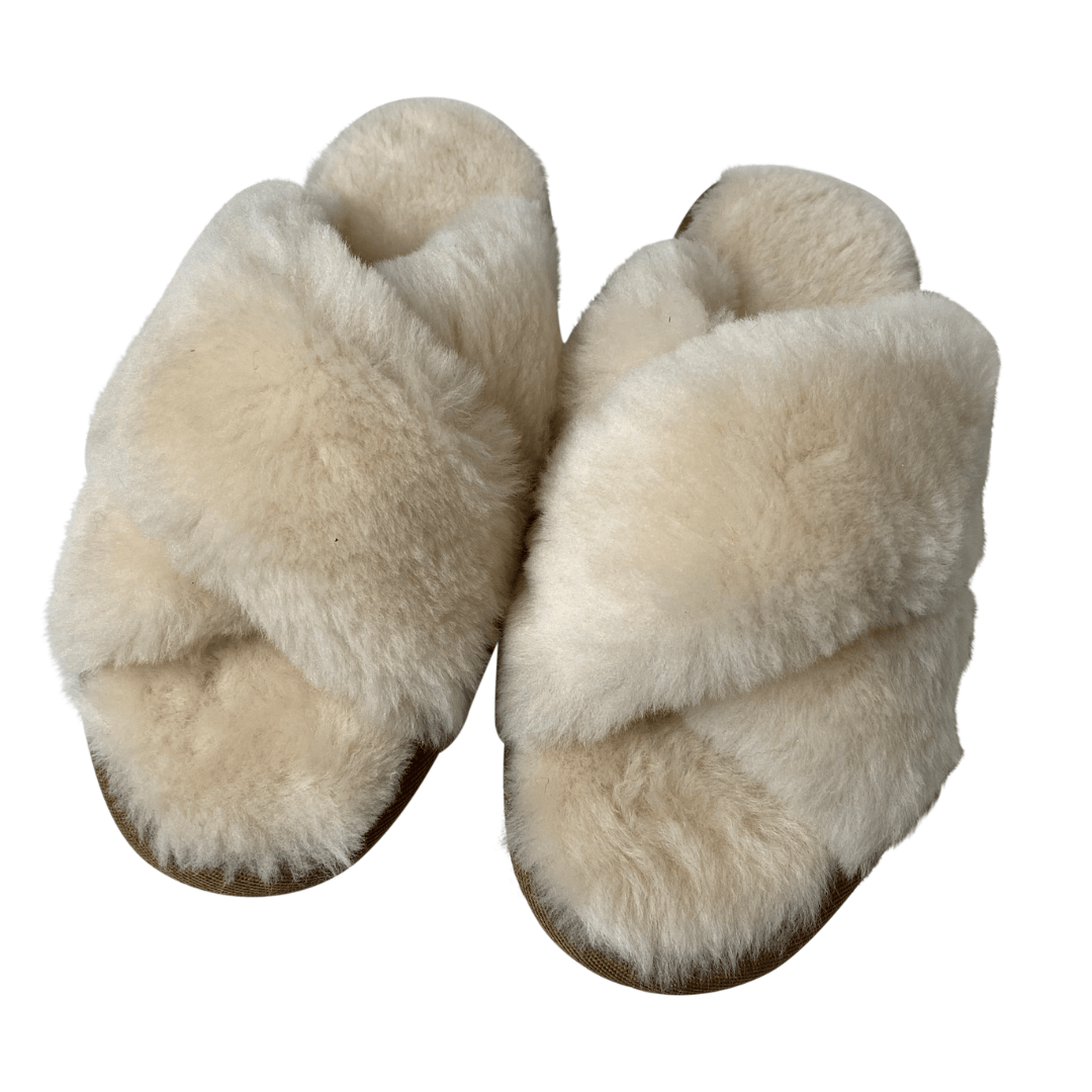 Uldplaiden lamme slippers Lammeskinds Slippers - Off White otherstuff