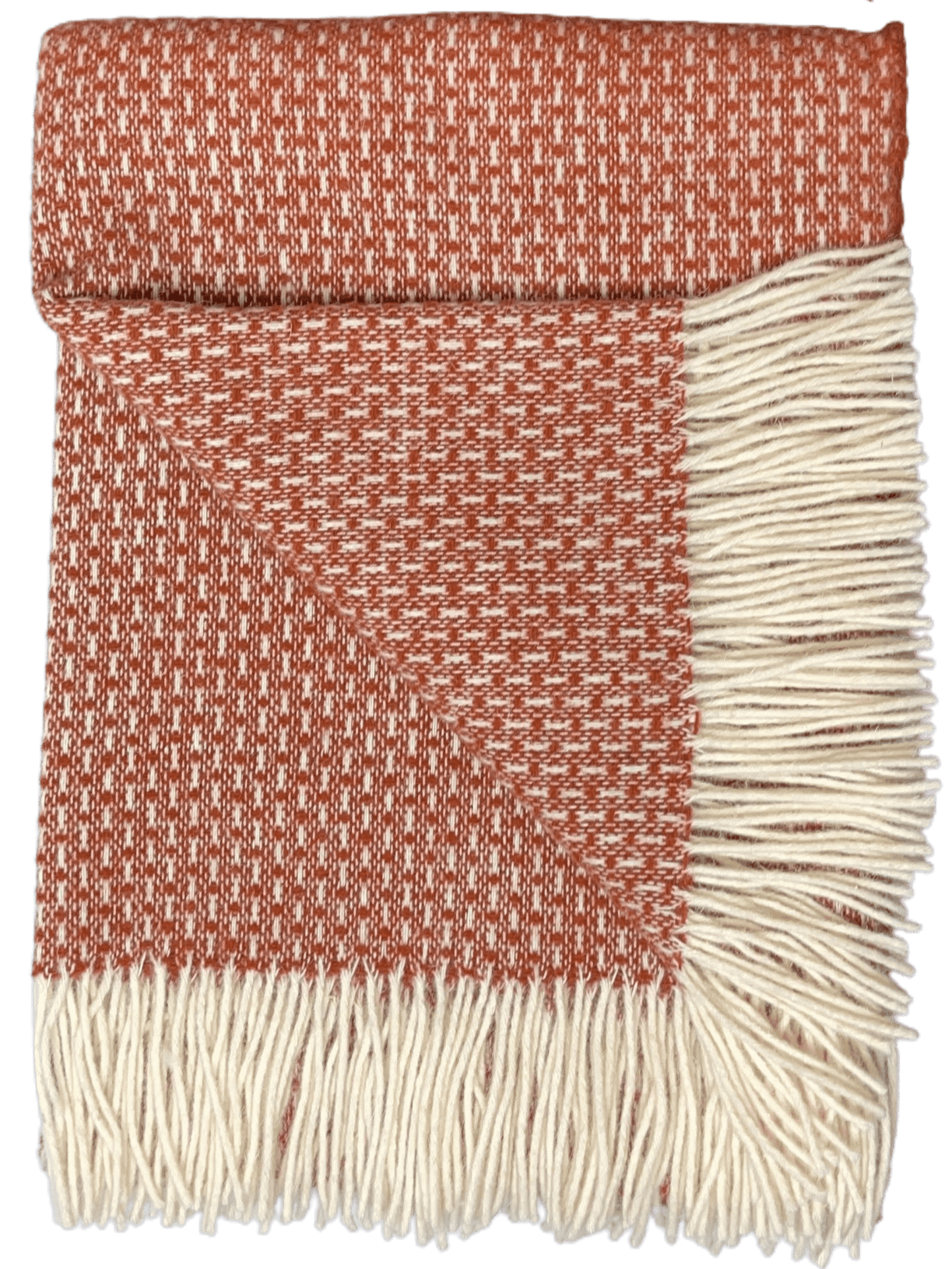Uldplaiden tæppe Uldplaid i 100% uld 140x200 cm.- Rustfarvet m. mønster 5713931011810 otherstuff