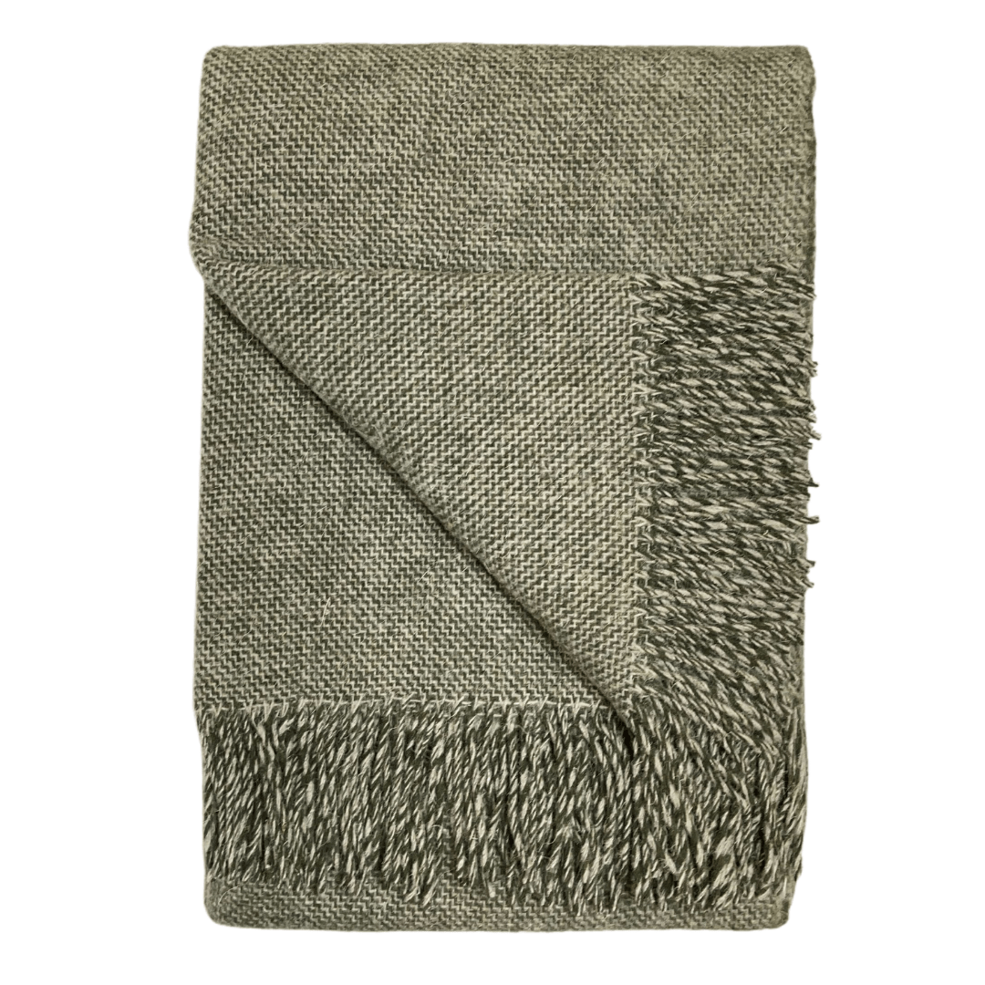 Uldplaid i 100% uld - Rustik Vævet Grøn (140x200 cm)