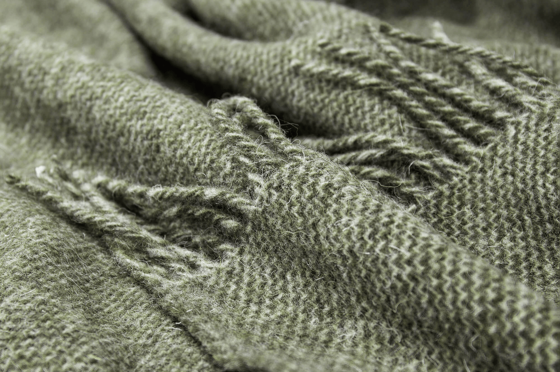 Uldplaid i 100% uld - Rustik Vævet Grøn (140x200 cm) - 2